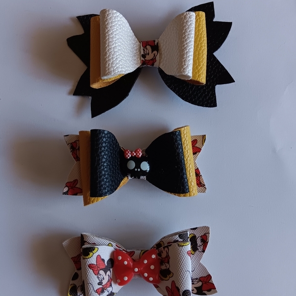 3 Hair bows clip for girl minie mouse/skull - Picture 3 of 3